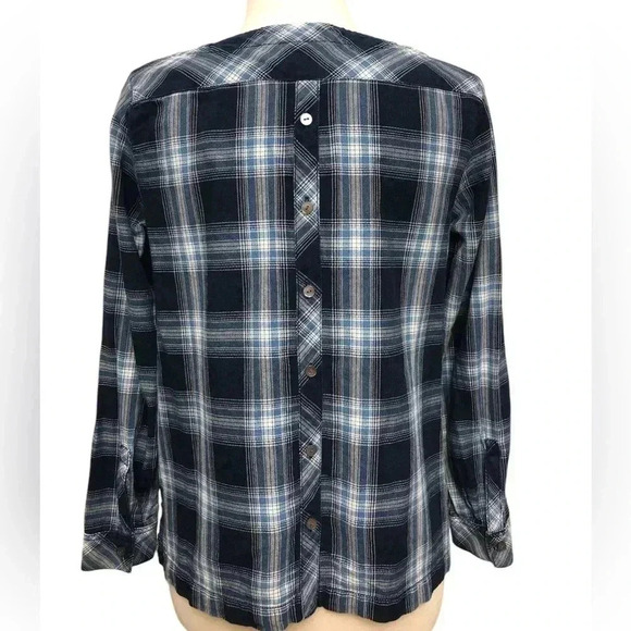J. Jill Long Sleeve Plaid Button Back Blouse - Picture 6 of 10